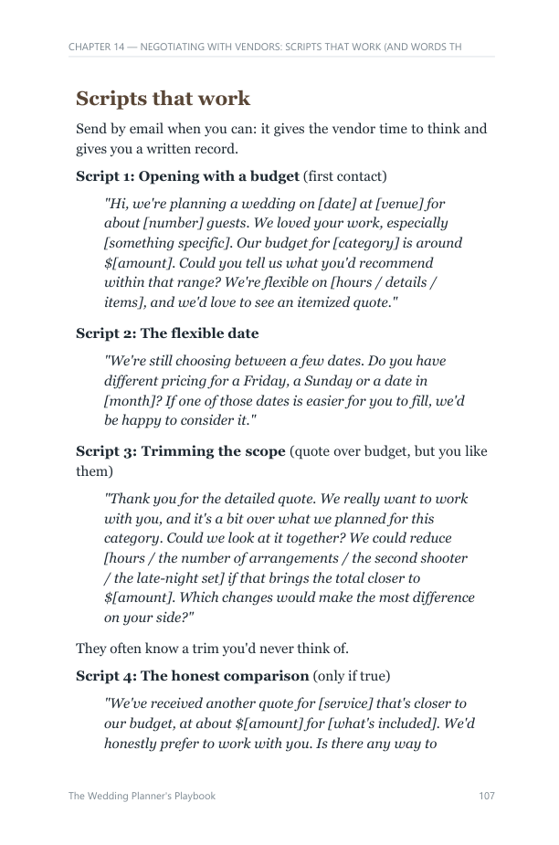 Page from Chapter 14: negotiation scripts